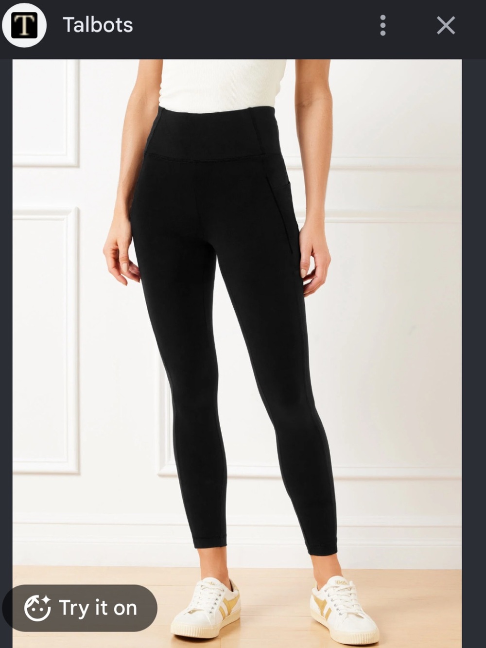 T by Talbots Black Leggings with White Side Stripe